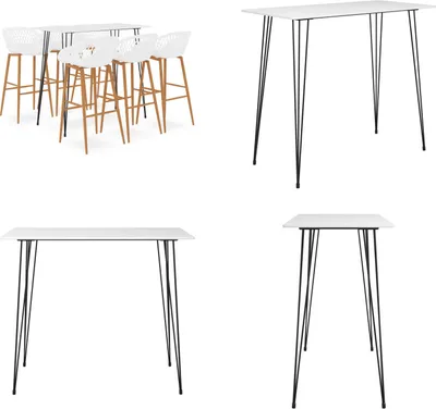 Imagen del producto de vidaXL, juego de 7 piezas en blanco – Juego de bar – Juegos de bar – Mesa de bar con taburetes – Mesas de bar con taburetes