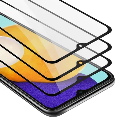 Produktbild von Cadorabo 3x Vollbild Panzer Folie für Samsung Galaxy A13 5G Schutzfolie in Schwarz Tempered Display-Schutzglas