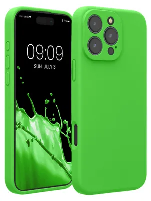 Produktbild von kwmobile Handyhülle für Apple iPhone 16 Pro Max Hülle - gummierte Handy Silikon Case für iPhone 16 Pro Max - Schutzhülle Cover - Limettengrün