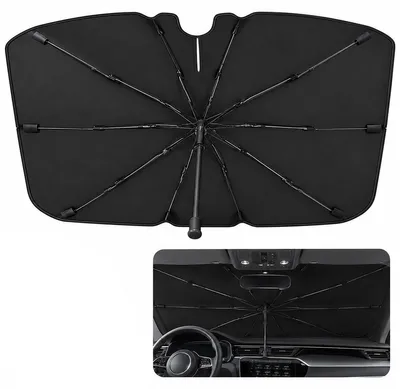 Produktbild von Frontscheiben Sonnenschutz Auto 145x70cm, faltbare Sonnenblende mit UV-Schutz, Auto Sonnenschirm gegen Hitze für PKW, SUV und Fahrzeuge