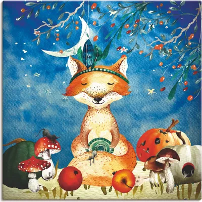 Produktbild von ARTland Leinwandbild Der müde Fuchs Größe: 100x100 cm