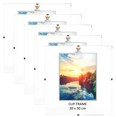 Obrázok produktu pre MG Design, sada 5 kusov rámov, 30x30 cm - bez rámu, s akrylátovým sklom a podkladom z HDF, vhodné na fotografie/plagáty/puzzle, na zavesenie vertikálne alebo horizontálne