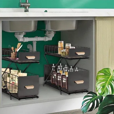 Immagine prodotto di Organizer da cucina - Organizer per cassetti -  in cucina - Cassetto estraibile - 27 x 36 x 28 cm - Nero