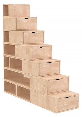 Produktbild von Treppenregal 175 cm - Roh (ohne Lack)