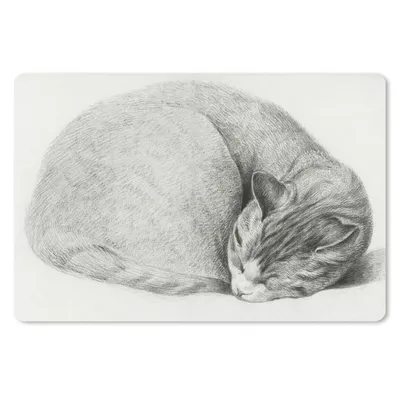 Produktbild von MuchoWow® Mauspad Mousepad Schlafende Katze im Liegen - Gemälde von Jean Bernard 27x18 cm - Mousepads - Maus Mat - Pad - Mausunterlage - Büroartikel - Desk Matten
