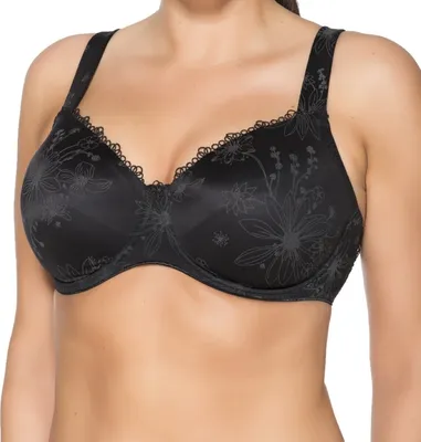 Produktbild von Ulla Viola Bügel-BH Äußeres BH-Cup gemoldet in edlem Blütenprint für nahtlose Optik, Breiter gepolsterter und mit Blütenprint überzogener Schaumträger für höchsten Komfort und Entlastung der Schultern, Der ergonomisch geformte Bügel wird durch besonders weiches Bügelband abgepolstert