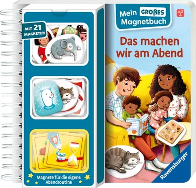 Produktbild von Ravensburger Buch Pappbilderbuch Mitmachen Mein großes Magnetbuch Das machen wir am Abend 42128