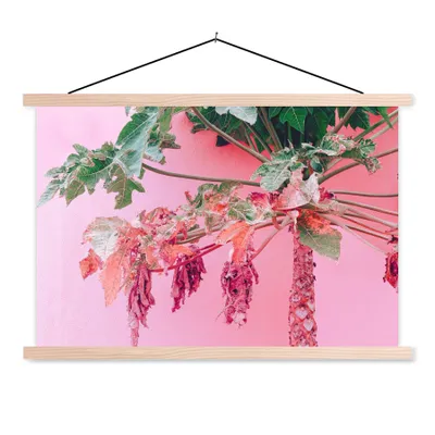 Produktbild von MuchoWow® Textilposter Palme - Tropisch - Rosa - Sommer 60x40 cm mit holzfarbenen Rahmen - Bilder