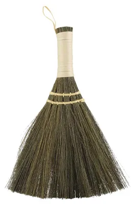 Kleiner Handbesen aus Bambus und Stroh, 26 cm, weiche Borsten