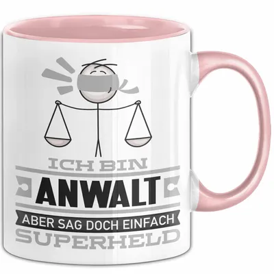 Produktbild von Anwalt Geschenk Tasse Ich Bin Anwalt Aber Sag Doch Einfach Superheld Lustige Geschenkdiee für Anwalt Kaffee-Becher (Rosa)
