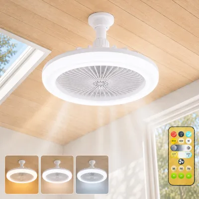 Obrázok produktu pre 30W stropný ventilátor s osvetlením a diaľkovým ovládaním, mini LED stropné svetlo s ventilátorom, jas a farba 3 režimy stmievania, spálňa kuchyňa jedáleň lampa, biela
