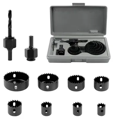 Produktbild von Lochsäge Set 11-teilig, 19 mm-64 mm, Lochsäge Set für Holz, Metall, Kunststoff, Inklusive