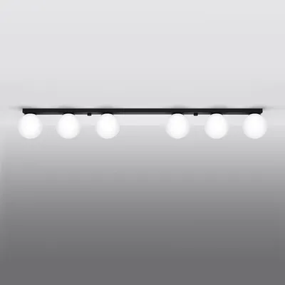 Image de Plafonnier YOLI 6 noir 6xG9 8W acier/verre 14.5x12x120cm Sollux Lighting