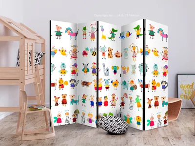 Obrázok produktu pre Jednostranný skladací paraván pre deti 225x172 cm 5-dielny viacfarebný