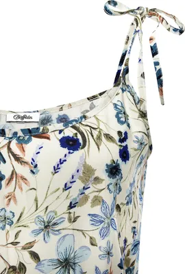 Produktbild von Buffalo Midikleid mit blumendruck aus gewebter Viskose creme-blau bedruckt Größe 34