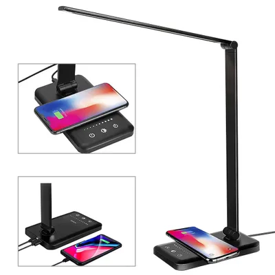 Produktbild von 5V2A Wireless Charging Schreibtischlampe Aluminiumlegierung Klapp Schreibtisch Schlafzimmer Nacht Studentenleselampe LED-Lampe
