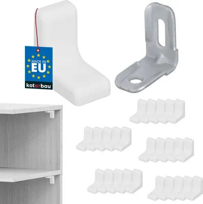 Immagine prodotto di KOTARBAU® Set di 25 supporti per scaffali in metallo con pannello in plastica per mobili Bianco