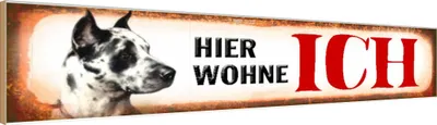 Produktbild von vianmo Holzschild 10x46 cm Dogge Hund hier wohne ich Tier Haustier