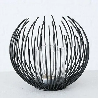 Produktbild von Windlicht Cylon mit Glaszylinder Eisen schwarz H 16 cm