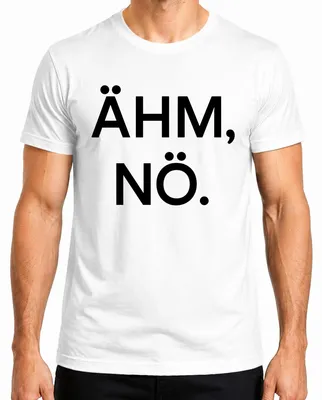 Productafbeelding van ÄHM NÖ - Sarcastisch, grappig, statement-shirt voor heren, wit, maat S