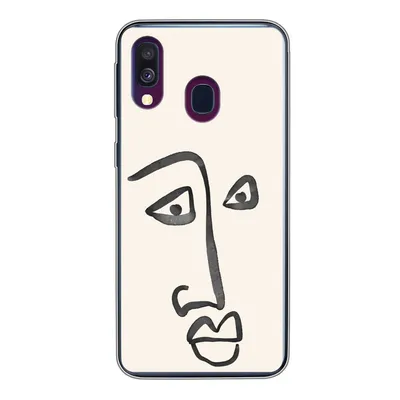 Produktbild von MuchoWow® Handyhülle Schutzhülle Hülle für Samsung Galaxy A40 Gesicht - Augen - Strichzeichnung Silikon Softcase Handy Hülle - Handy-Tasche