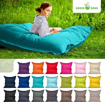 Produktbild von Green Bean® Indoor Sitzsack "Square" 140x180cm mit 380 Liter EPS Perlen Füllung - für Kinder & Erwachsene - Türkis