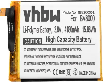Produktbild von vhbw Akku kompatibel mit Blackview BV8000, BV8000 Pro Handy Smartphone Telefon (4180 mAh, 3,8 V, Li-Polymer)