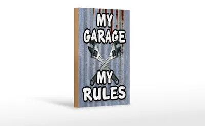 Produktbild von Holzschild Vintage 12x18cm my Garage my rules
