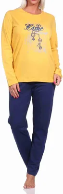 Obrázek produktu pro Dámské pyžamo s dlouhým rukávem a potiskem vpředu - 212 201 10 900 ; žlutá , 40