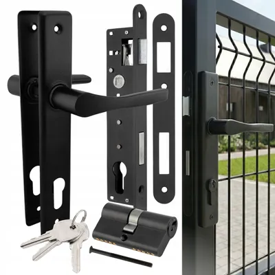 Produktbild von NATI-Set für Torpfosten, schwarzer Griff, 90°-Schloss, 90/22-Zylinder, 30/30