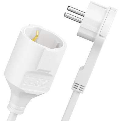 Produktbild von deleyCON 2m Stromkabel Verlängerungskabel Flachstecker 3680W - Weiß