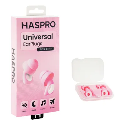 Zdjęcie produktu dla Haspro Silikonowe Zatyczki do Uszu SNR 29 dB – Wielokrotnego Użytku – Różowe