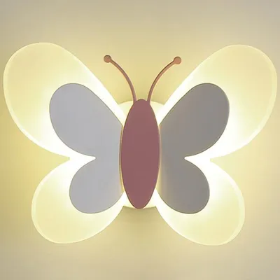 Produktbild von 360Home Kinderzimmer Cartoon Schmetterling Wandleuchte Nachtlicht Weiß+rosa