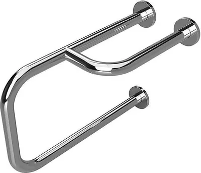 Produktbild von BELP Stützgriff Rechts Edelstahl poliert mit Abdeckung 235x380x516 mm, 120 kg Traglast für Bad & WC >> zum Bohren