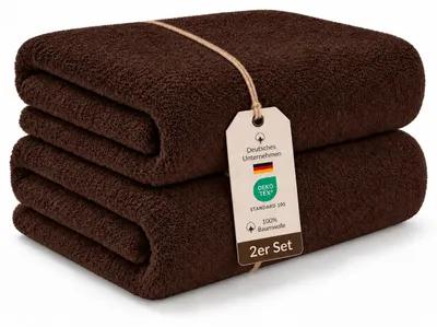 Produktbild von Frottee Handtücher 4er Set, 500 g/m², 100 % Baumwolle, Hotelqualität,50 cm x 100 cm,Braun
