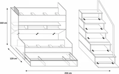 Produktbild von Etagen Bett Kinderzimmer Betten Hochbett Doppelstockbett Hochglanz Möbel Rosa