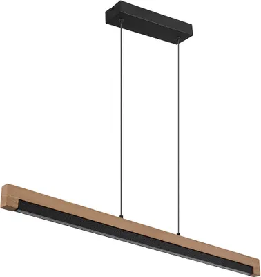Produktbild von LED Pendelleuchte, Holz, Alu, opal, schwarz, L 120 cm