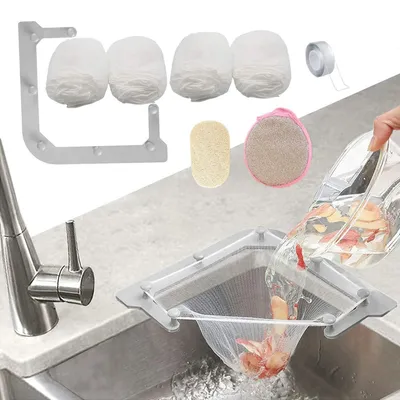 Immagine prodotto di Setaccio triangolare per lavello da cucina con 200 sacchetti filtranti, colore grigio