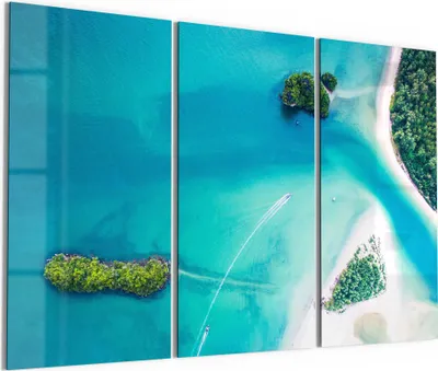 Produktbild von DEQORI Glasbild Echtglas 3x50x100 cm 'Sirithan Strand in Krabi' Wandbilder XXL groß