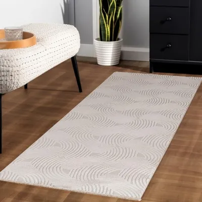 Produktbild von TapisTrend Designerteppich Beige 160x230 cm Teppich für den Innenbereich, für das Wohnzimmer, modernes Design, natürliche Optik, rutschfest, waschbar
