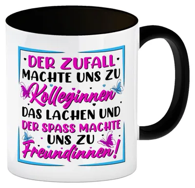 Kaffeetasse mit Freundschaftsspruch, schwarz, 300 ml, Keramik
