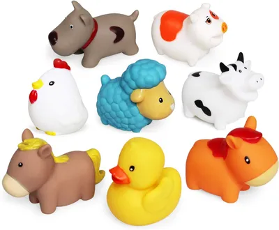 Produktbild von Schwimmtier Badespielzeug Schwimmender Bauernhof (8 Teile), Baby-weiche Badewanne, Lerntiere, Badezimmerspielzeug für Kleinkinder
