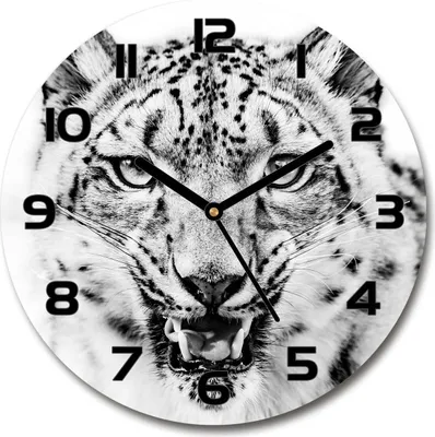 Produktbild von Wanduhr aus Glas 30fi Glasbild Glasuhr Gehärtetes Glas - schwarze-zeiger - Snow panther