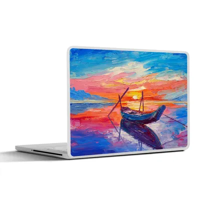 Produktbild von MuchoWow® Laptop Aufkleber Sticker Cover Malerei - Boot - Ölfarbe - Wasser 40x30 cm - Laptop Dekoration - Selbstklebend