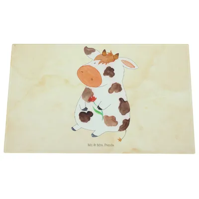 Produktbild von Mr. & Mrs. Panda Schneidebrett Aus Glas Kuh - Vintage - Geschenk, Schneidbrett, Spruch, Hof, Schneideplatte, Hackbrett, Träume, Bauernhof, Milch, Kühe, schneidunterlage