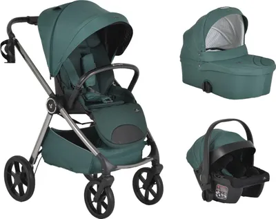 Obrázok produktu pre Cangaroo kočík Unikátna detská autosedačka 3 v 1 tlmič nárazovPolyuretánkolesá taška zelená