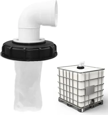 Imagen del producto de Filtro IBC de 90° con tapa de nylon, 165 mm, lavable, filtro de agua para depósito de agua de lluvia