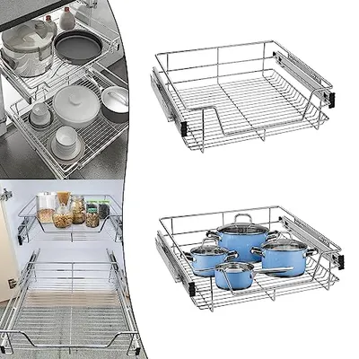 Produktbild von NAIZY 4 kusy teleskopické zásuvky kuchynský organizér skrinka výsuvná kuchynská zásuvka, kuchynská skrinka policová vložka spálňa zásuvka skrinka koše pre spálňu skrinky s koľajničkovým systémom, 60 cm