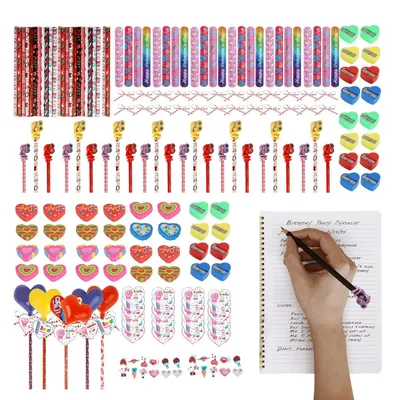 Produktbild von Valentinstags-Papierwaren-Set mit Aufklebern und Bleistiften