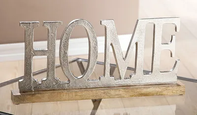 Immagine prodotto di Gilde Schriftzug, "HOME", Schriftzug, Aluminium, Mangoholz, silberfarben, VE 2, L. 5 cm, B. 48 cm, H. 22 cm 48194 4009079481945